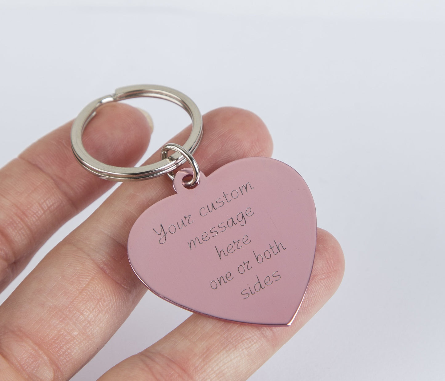 Personalized engraved pink heart keychain Custom gift girlfriend BFF