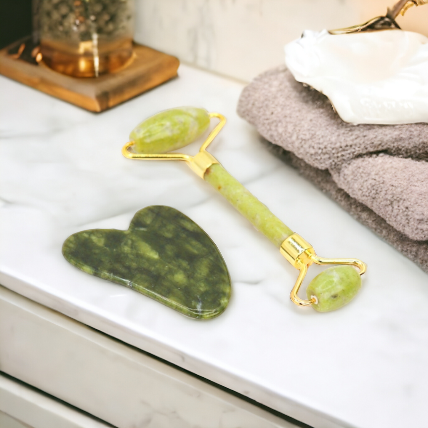 Rouleau et Gua-Sha en Jade naturel