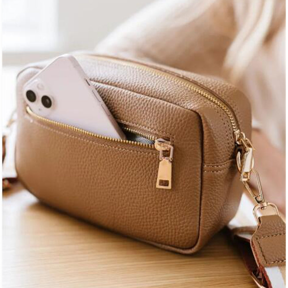 Crossbody Bag for Women Genuine Leather Wide Strap Shoulder Bag